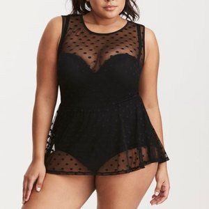 Torrid Underwire Mesh Overlay Swim Dress